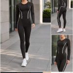 Kék batikolt női sport szett – hosszú ujjú crop felső és magas derekú leggings